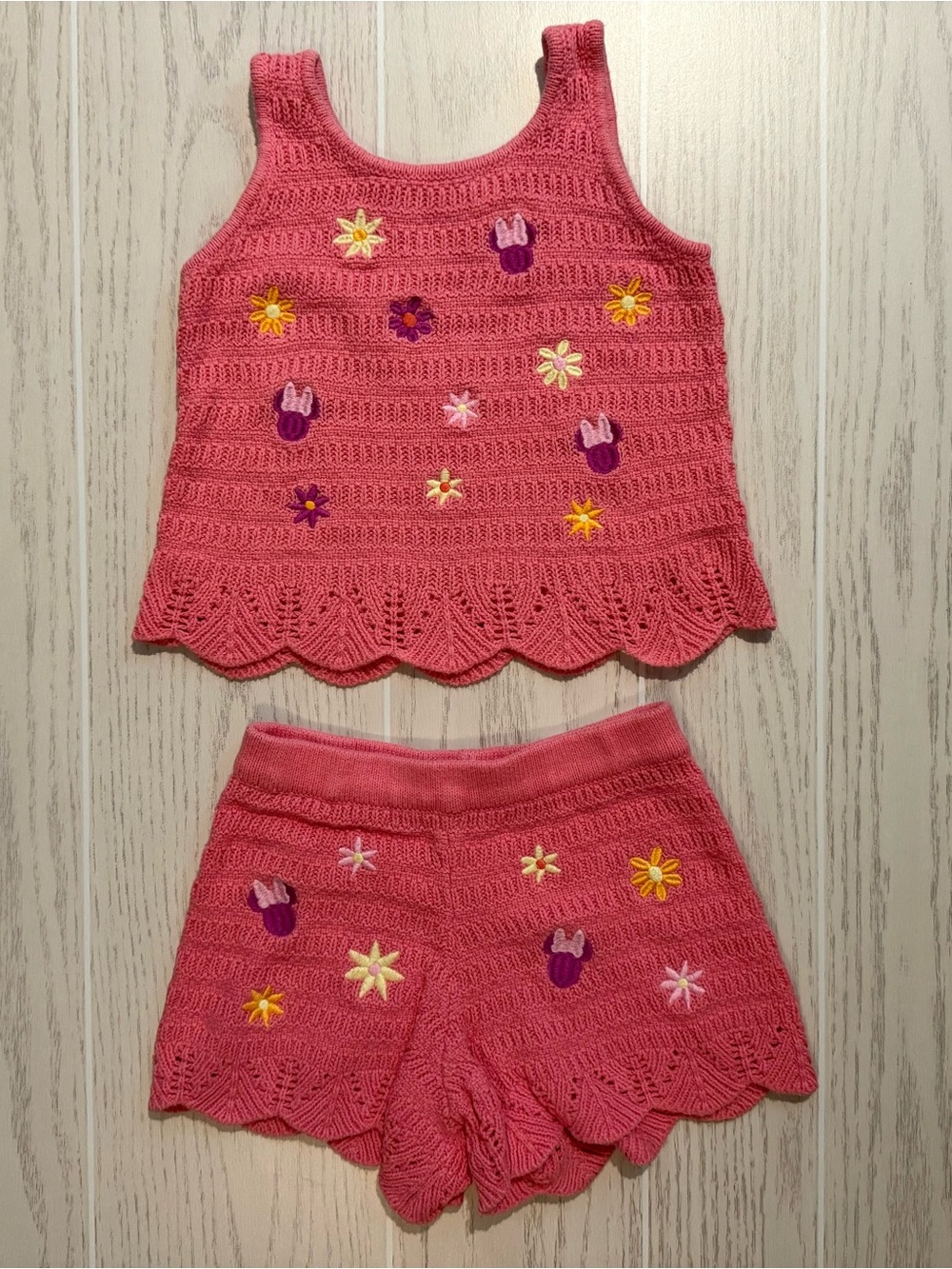 Disney x Jumping Beans Minnie Mouse Crochet 2pc Tank Shorts Set Girls 5